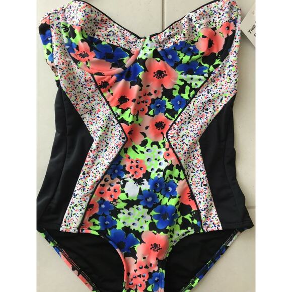 Shoshanna Color Block Retro Halter One Piece Swimsuit - Picture 2 of 8